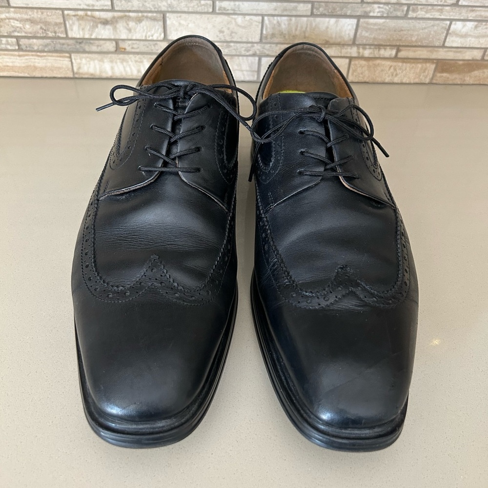 Florsheim Oxfords Size 11.5 M Men's Leather Pinnacle Wing Tip Black Dress Shoes